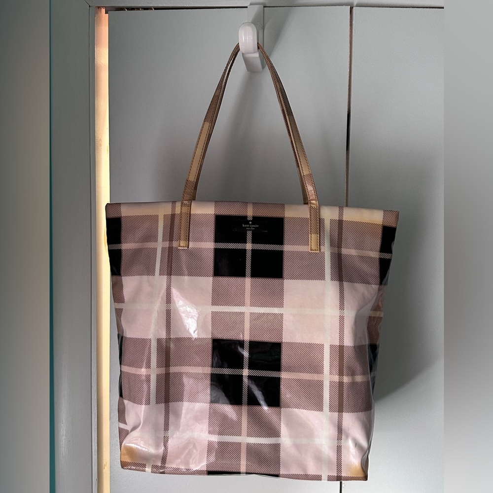 Kate Spade Plaid Tote Bag - Pink and Black